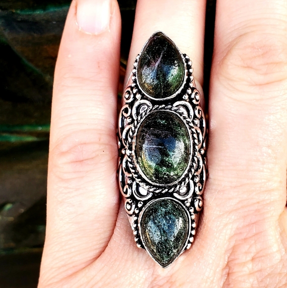 New Ruby in Zoisite 925 Silver Statement Ring. - Picture 7 of 15
